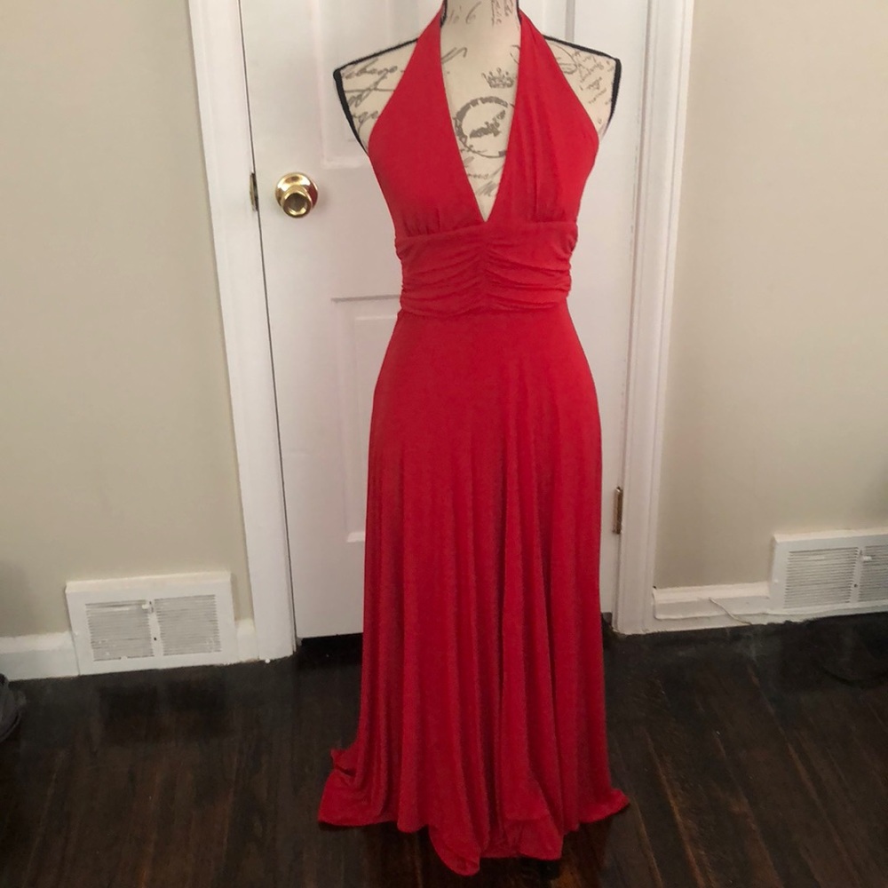 BCBG Halter Dress with Plunging Neckline